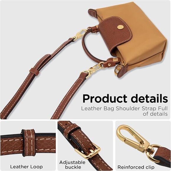 Adjustable Brown Leather Shoulder Strap - Picture 5 of 5